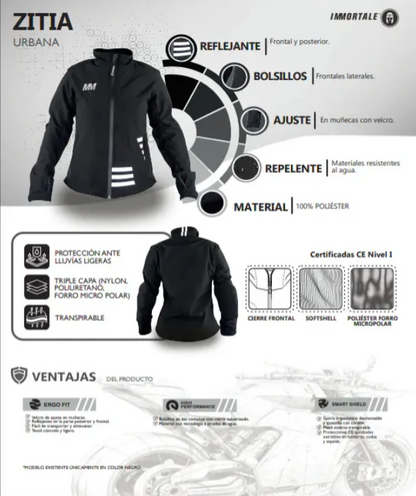 Chamarra Para Moto Immortale con protecciones.